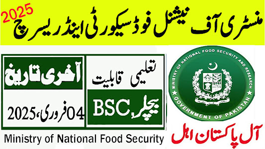 Today Ministry of National Food Security and Research Government Jobs 2025