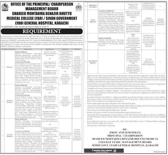 Sindh Government Lyari General Hospital Jobs 2025