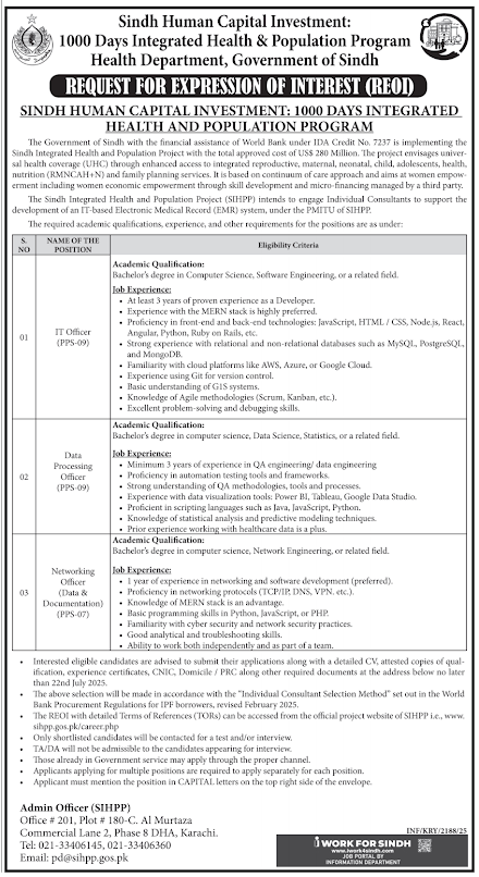 Government of Sindh with support from the World Bank under IDA Jobs 2025