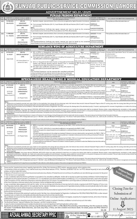 Punjab Public Service Commission (PPSC) Jobs 2025