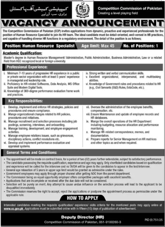 Competition Commission Of Pakistan Jobs Vacancies 2025 