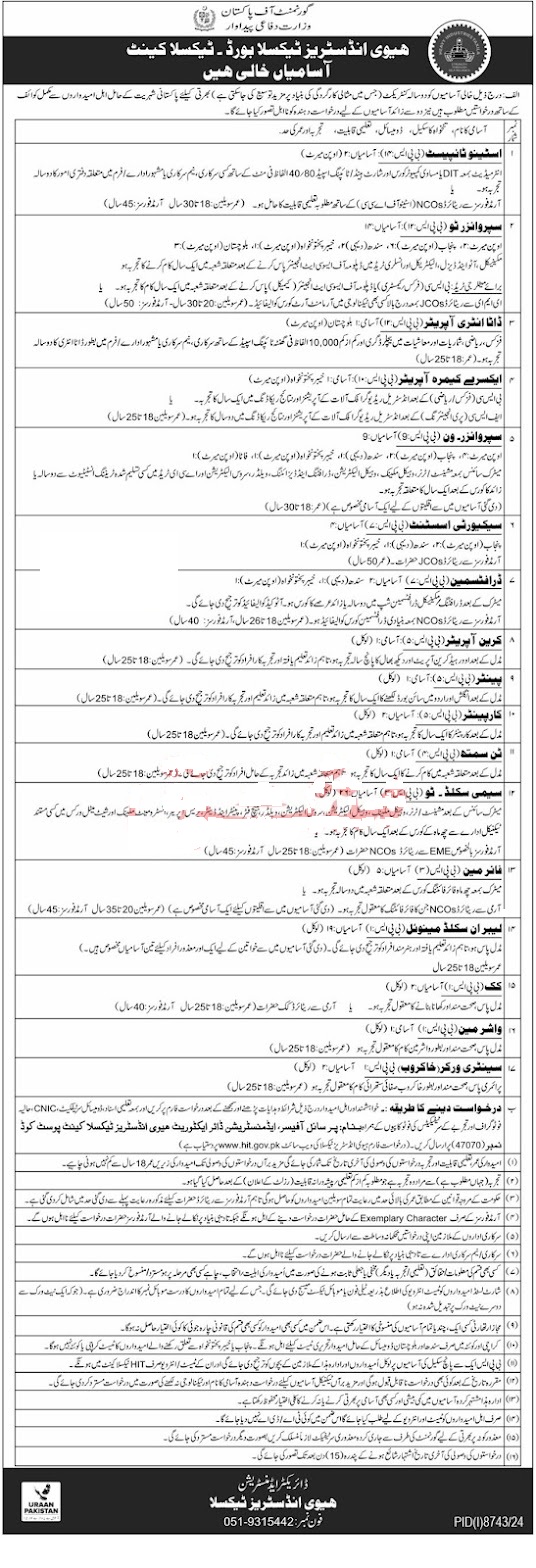 Heavy Industries Taxila June Jobs 2025