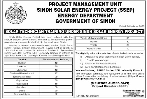 Latest Sindh Solar Energy Project Jobs 2025