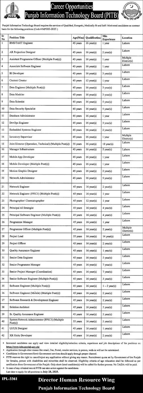 Punjab Information Technology Board Jobs Opportunities 2025 (1)