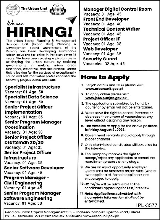 Vacancies Available At The Urban Unit 2025