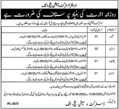 District & Session Court Attock Jobs 2025
