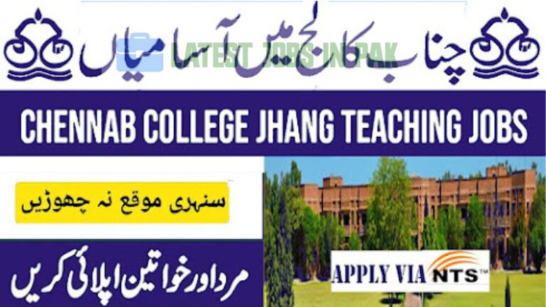 Chenab College Jobs 2025 Apply Via NTS