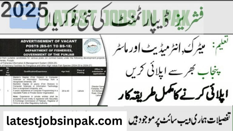 Fisheries Department Management Posts 2025