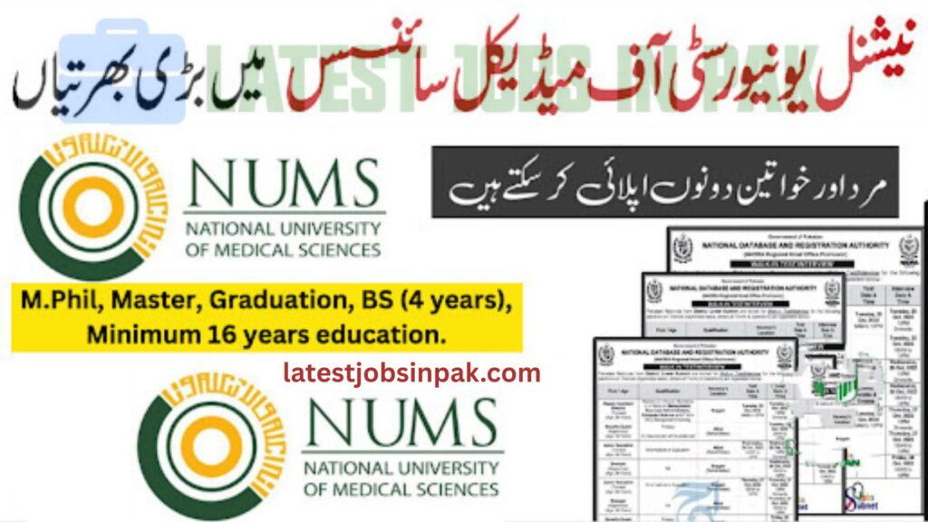 National University Of Medical Sciences NUMS Jobs 2025